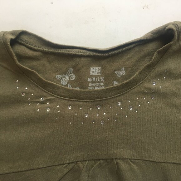Faded Glory Vintage Olive Green Short Sleeve Girls Tee Shirt T-Shirt Sz 7/8 Med - Picture 13 of 16